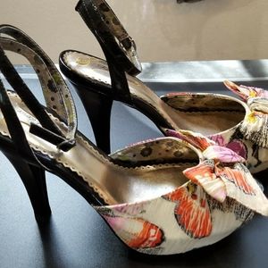 Poetic Licence butterfly peep toe ankle strap heel